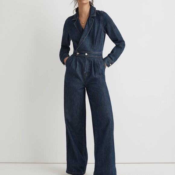 Madewell Blue Denim Tailored Jumpsuit in Norvell Wash size 6 SOLD OUT - Picture 1 of 10